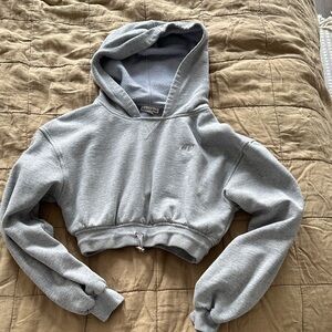 For Love And Lemons Heather Gray Cropped Hoodie